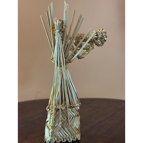 Vintage Boho Christmas Rattan Angels with Instruments Set of 4 - Picture 10 of 16